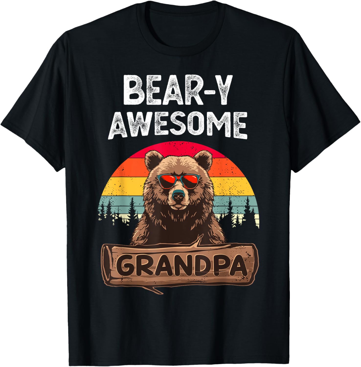 Bear-y Awesome Grandpa Funny Saying Bear Vintage Grandfather T-Shirt - T-Shirt | Black
