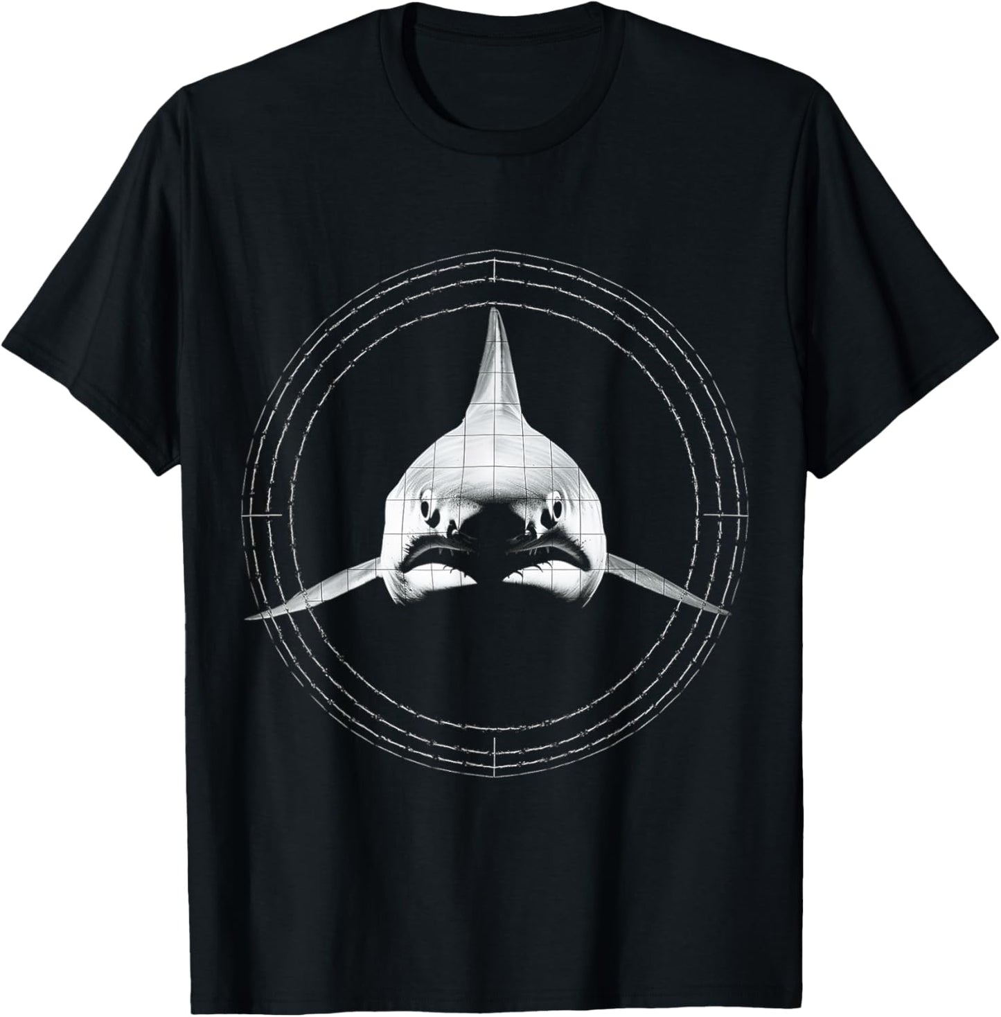 Shark Geometric Art Animal Love Drawing Graphic Shark T-Shirt - T-Shirt | Black