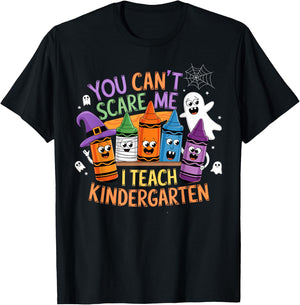 You Can't Scare Me I Teach Kindergarten Halloween Teacher T-Shirt - T-Shirt | Black