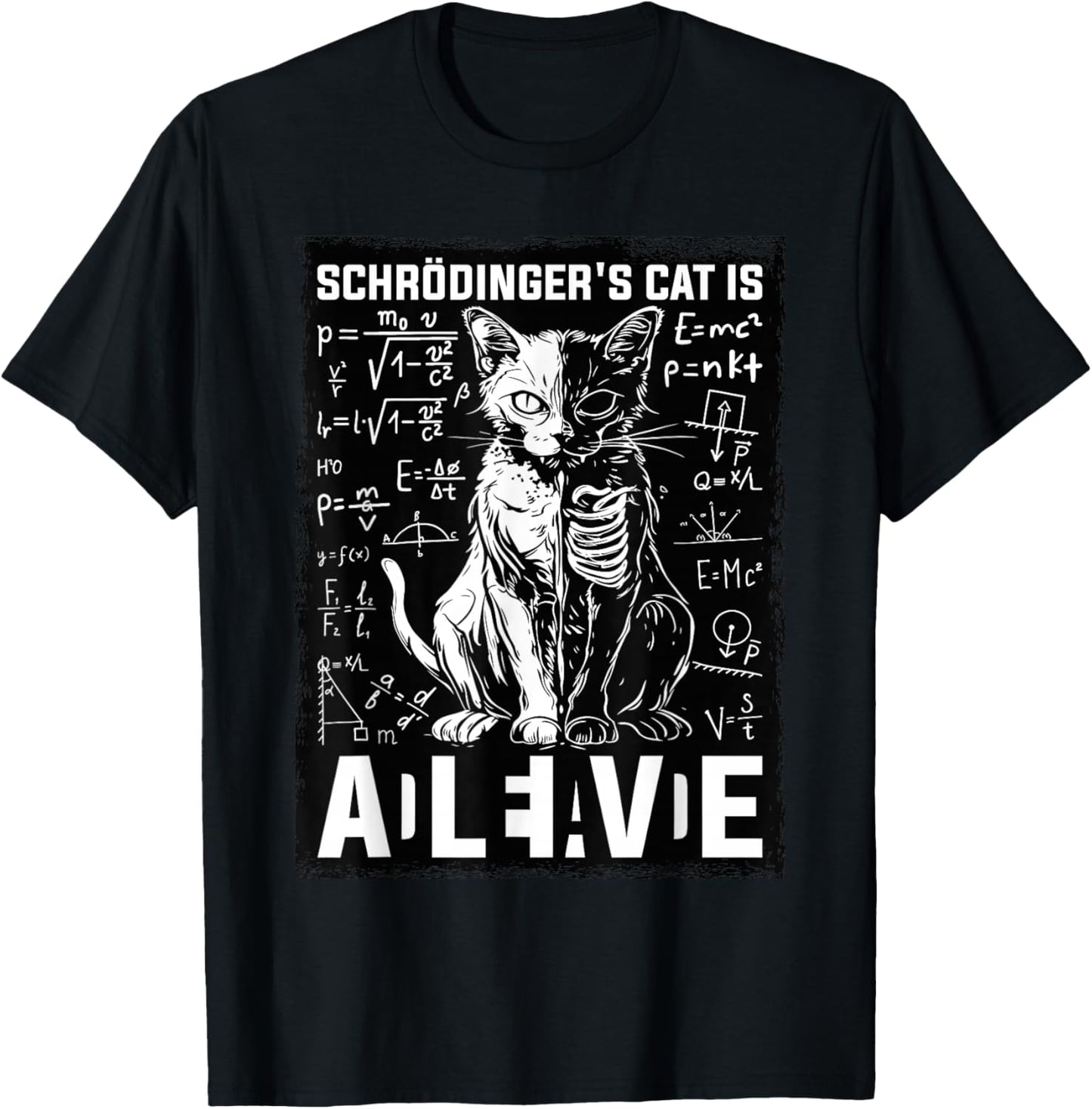 Schrodinger's Cat Dead And Alive Physics T-Shirt - T-Shirt | Black