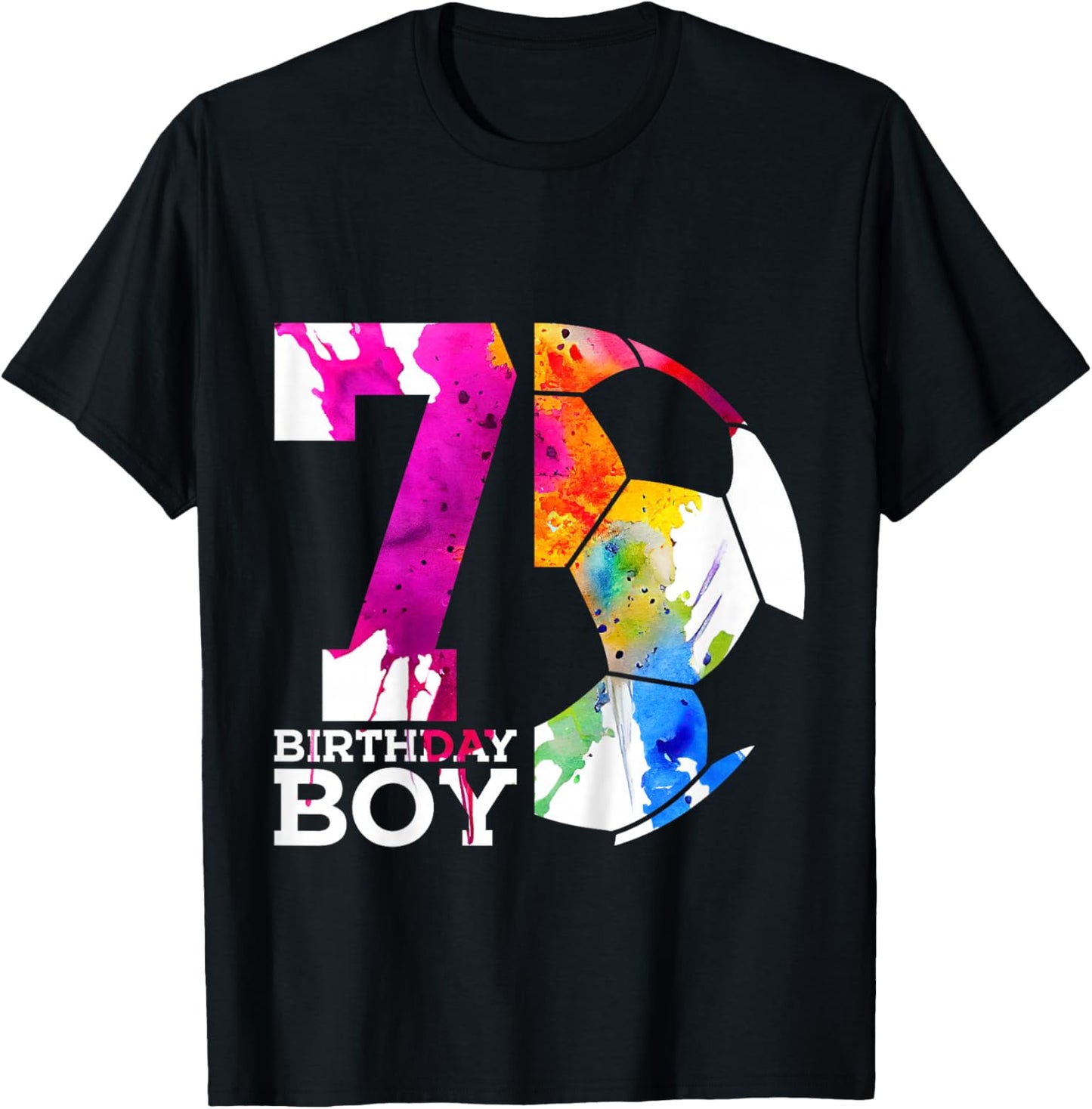 Kids 7 BIRTHDAY BOY SOCCER 7TH BIRTHDAY T-Shirt - T-Shirt | Black