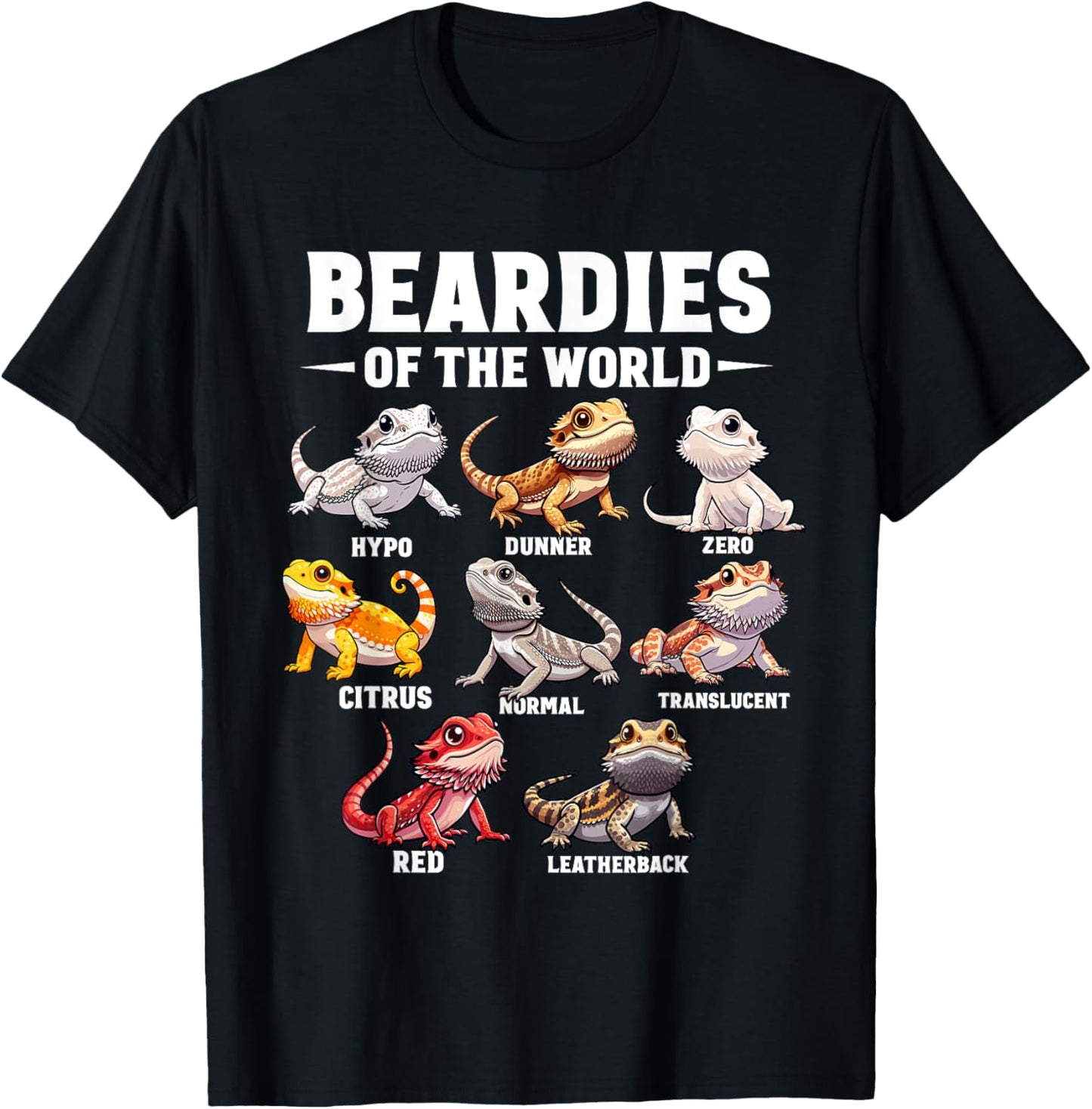 Cute Beardies Of The World - Bearded Dragon Reptile Lover T-Shirt - T-Shirt | Black