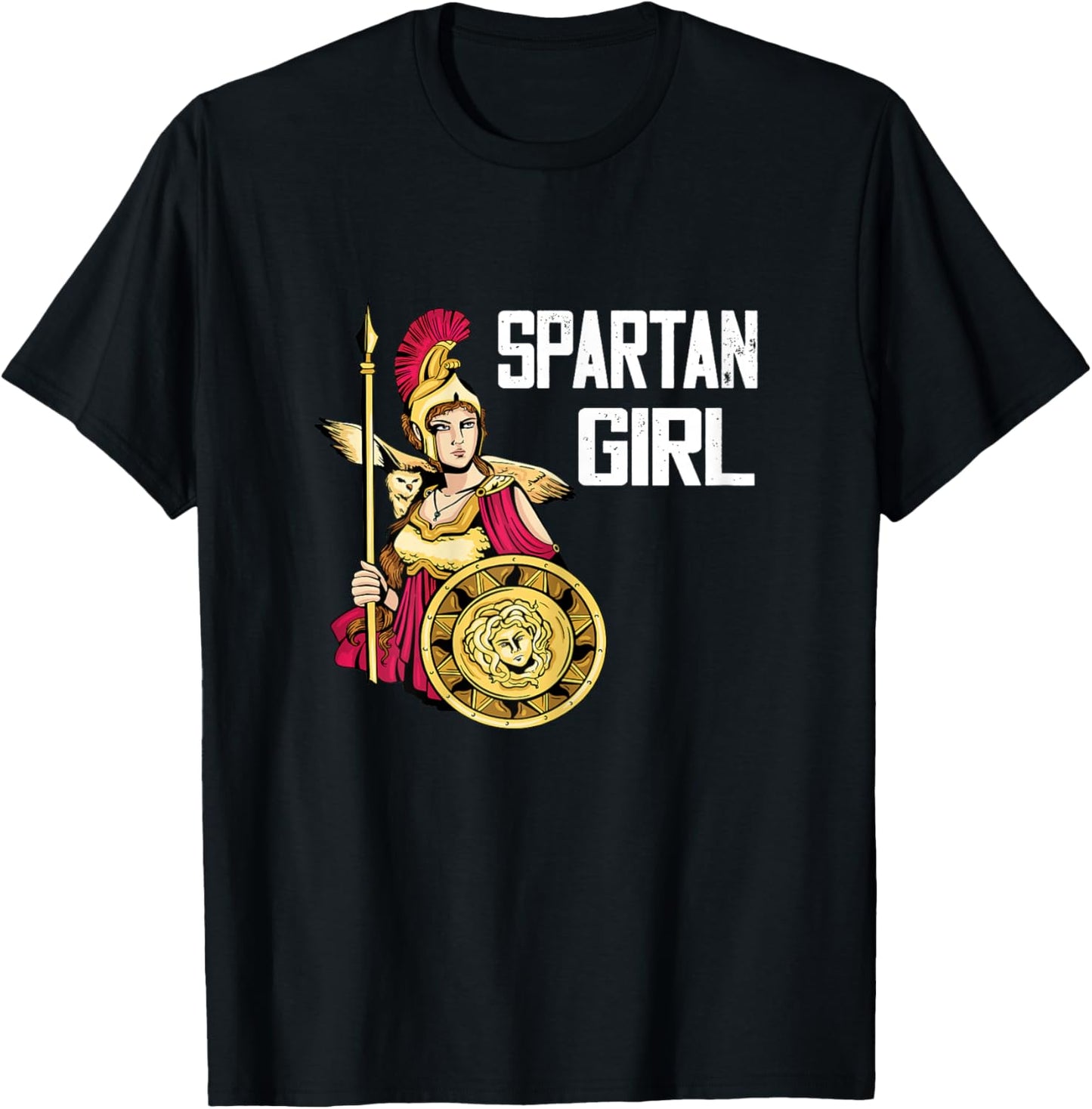 Spartan Girl Gladiator Warrior Ancient Greece Sparta Soldier T-Shirt - T-Shirt | Black