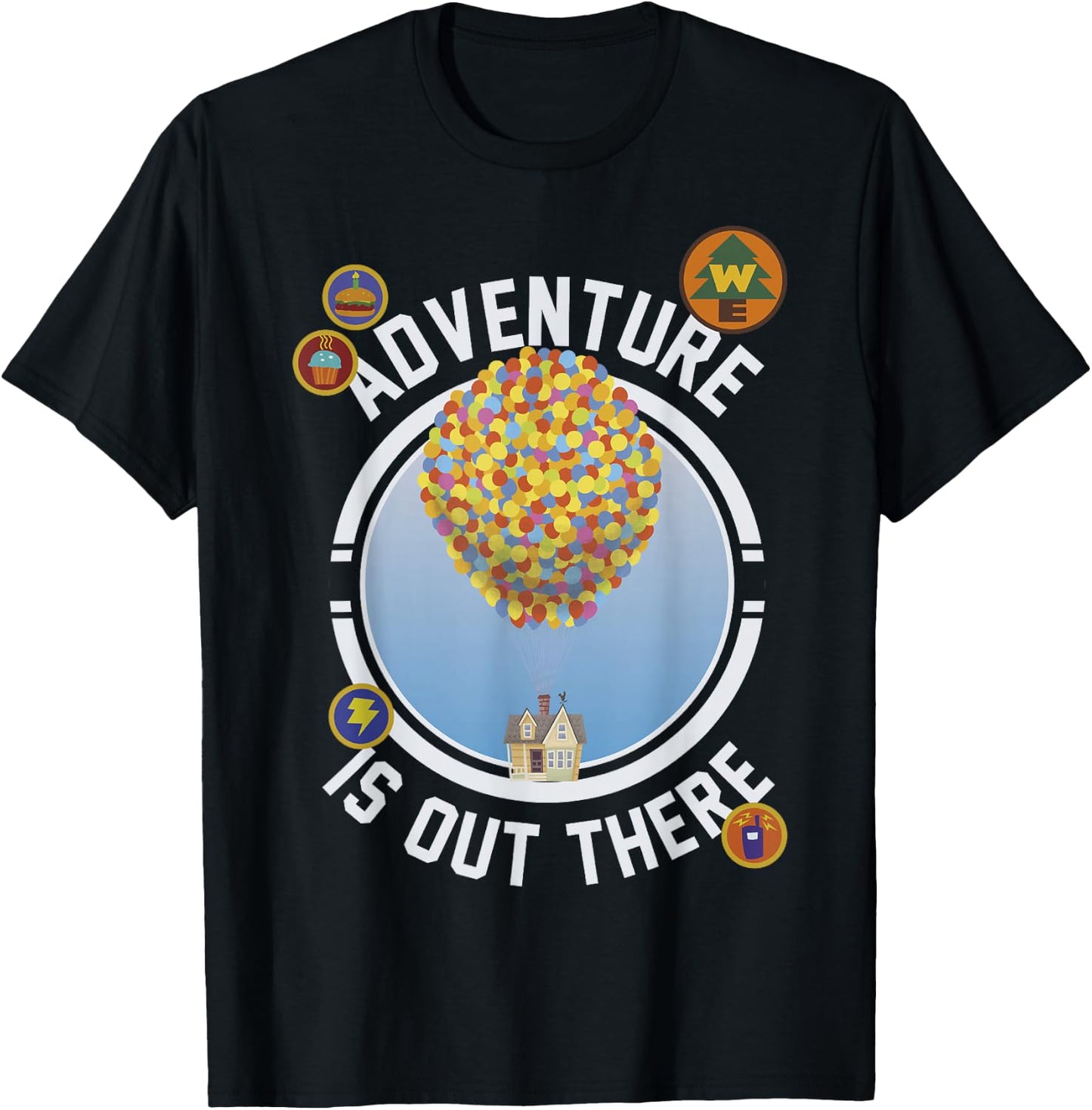 Disney Pixar Up Adventure House Circle Logo Graphic T-Shirt - T-Shirt | Black