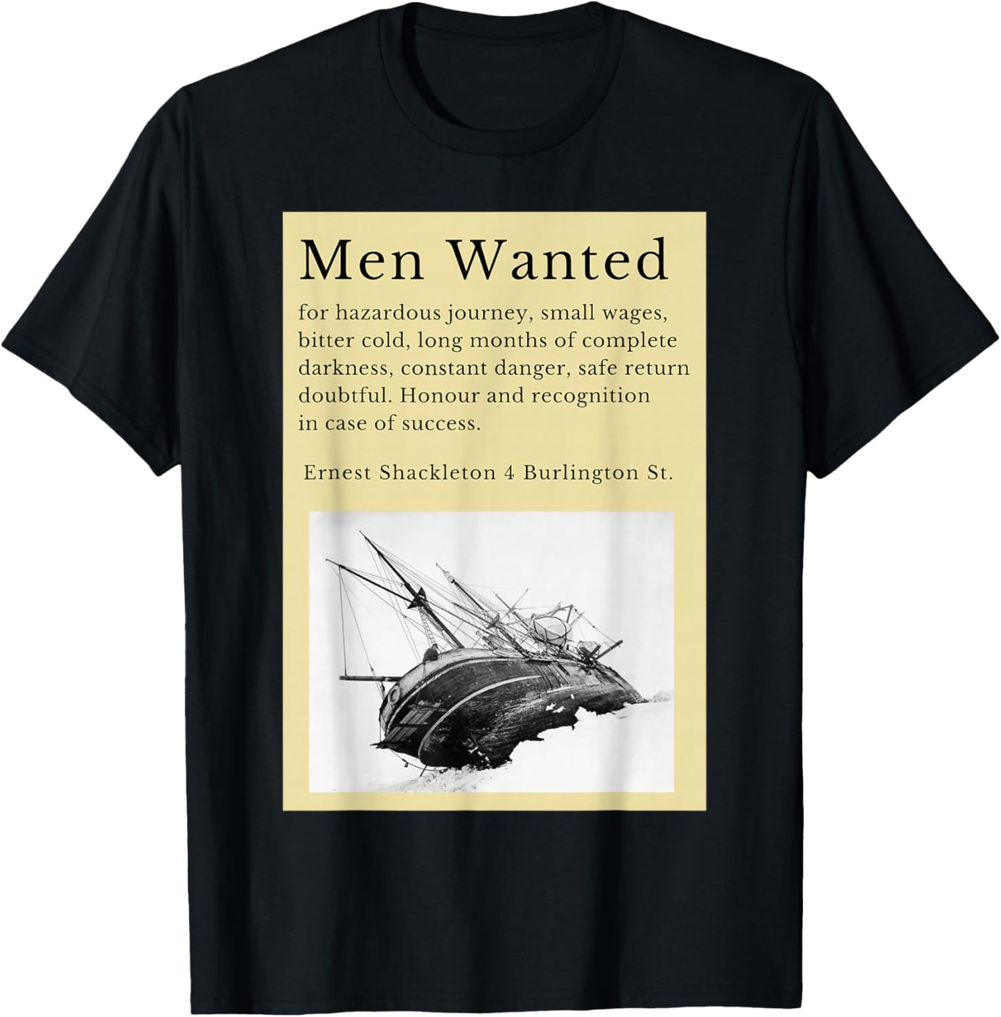 Ernest Shackleton expedition to Antarctica in the Endurance T-Shirt - T-Shirt | Black