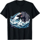 Shark vs Bear - Funny Comic Art Style Graphic T-Shirt - T-Shirt | Black