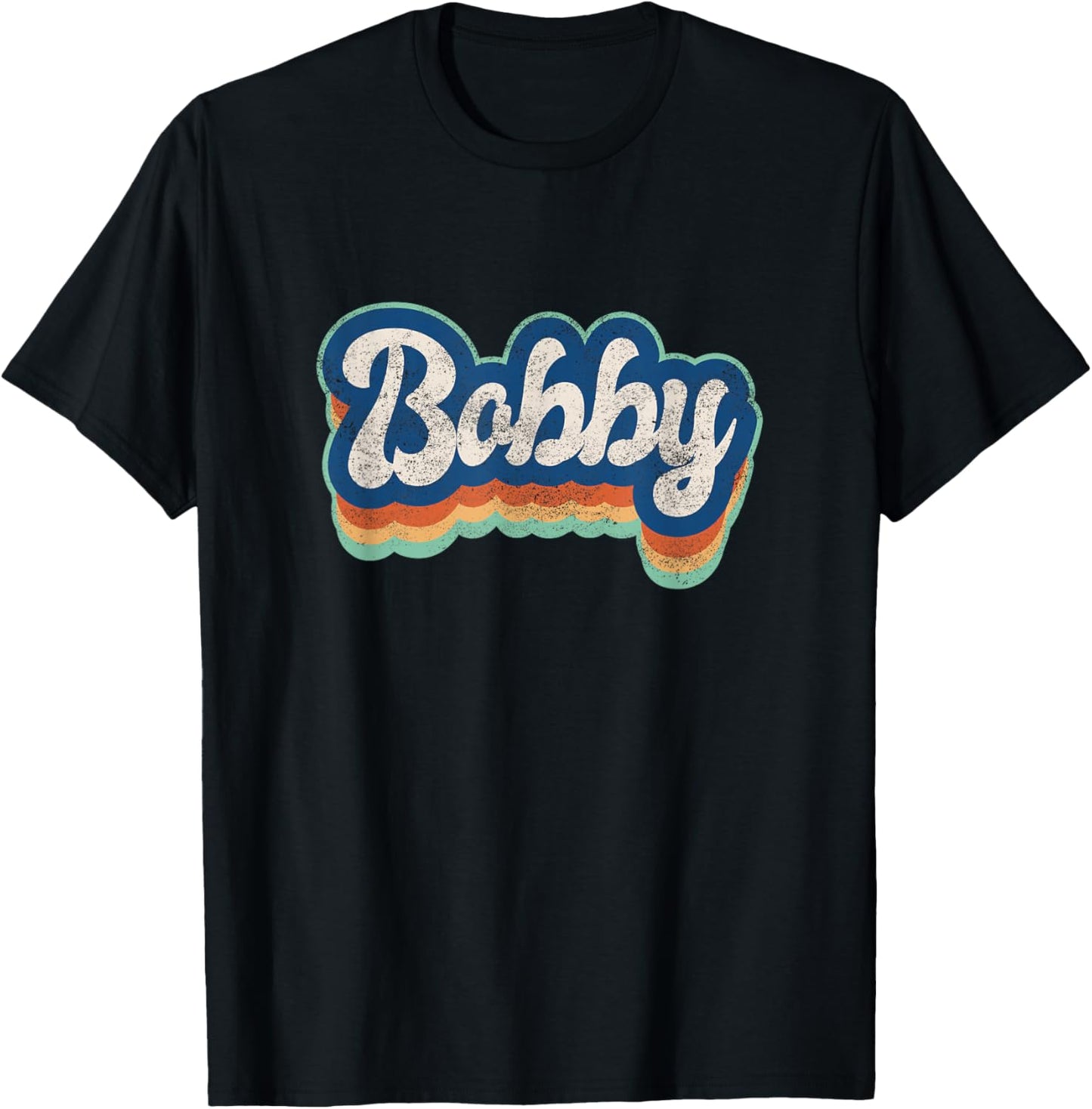 Bobby First Name Boy Vintage Style 70s 80s Personalized T-Shirt - T-Shirt | Black