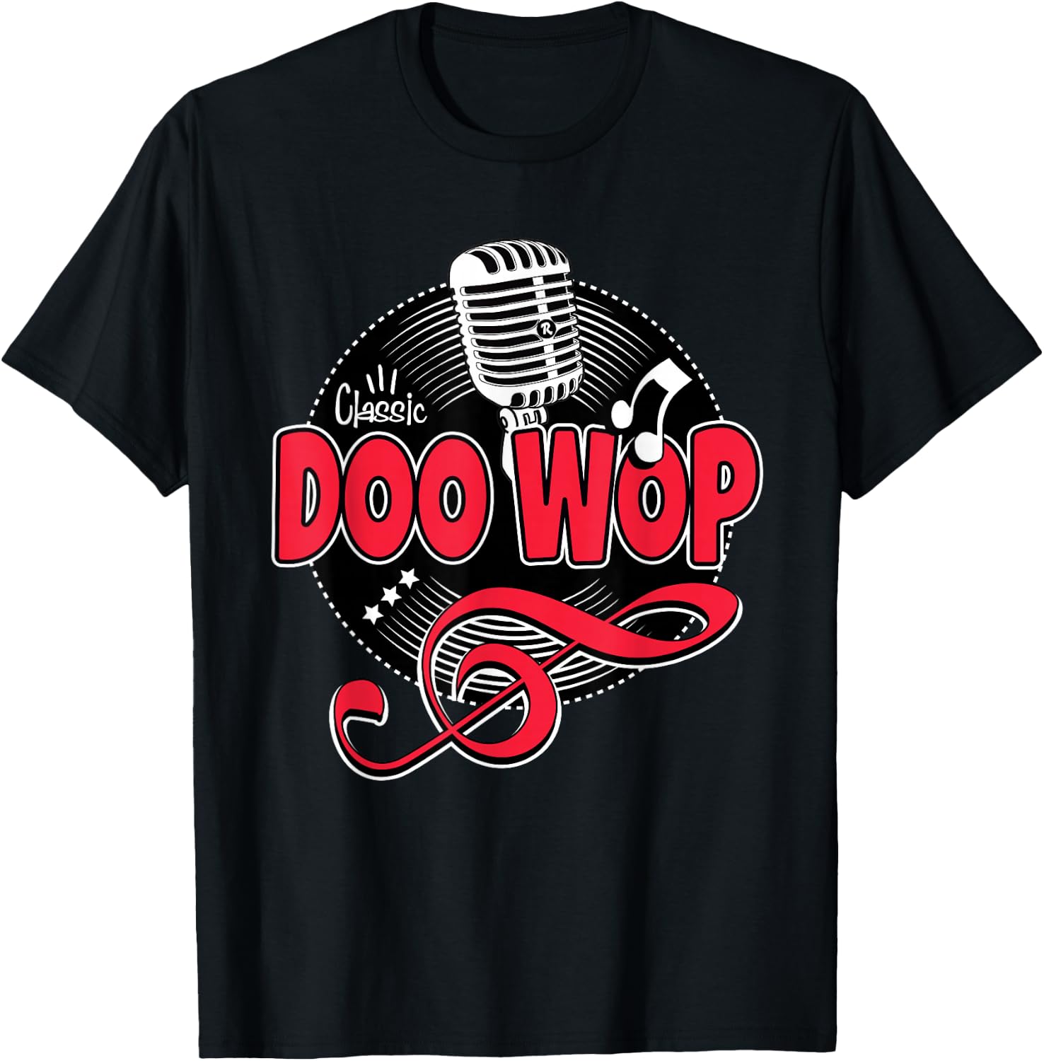 Doo Wop Shirt 50s Sock Hop Rockabilly Vintage Microphone T-Shirt - T-Shirt | Black