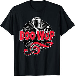 Doo Wop Shirt 50s Sock Hop Rockabilly Vintage Microphone T-Shirt - T-Shirt | Black