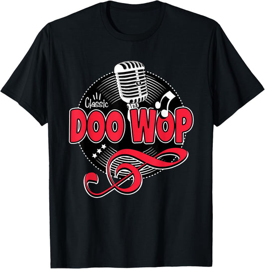 Doo Wop Shirt 50s Sock Hop Rockabilly Vintage Microphone T-Shirt - T-Shirt | Black