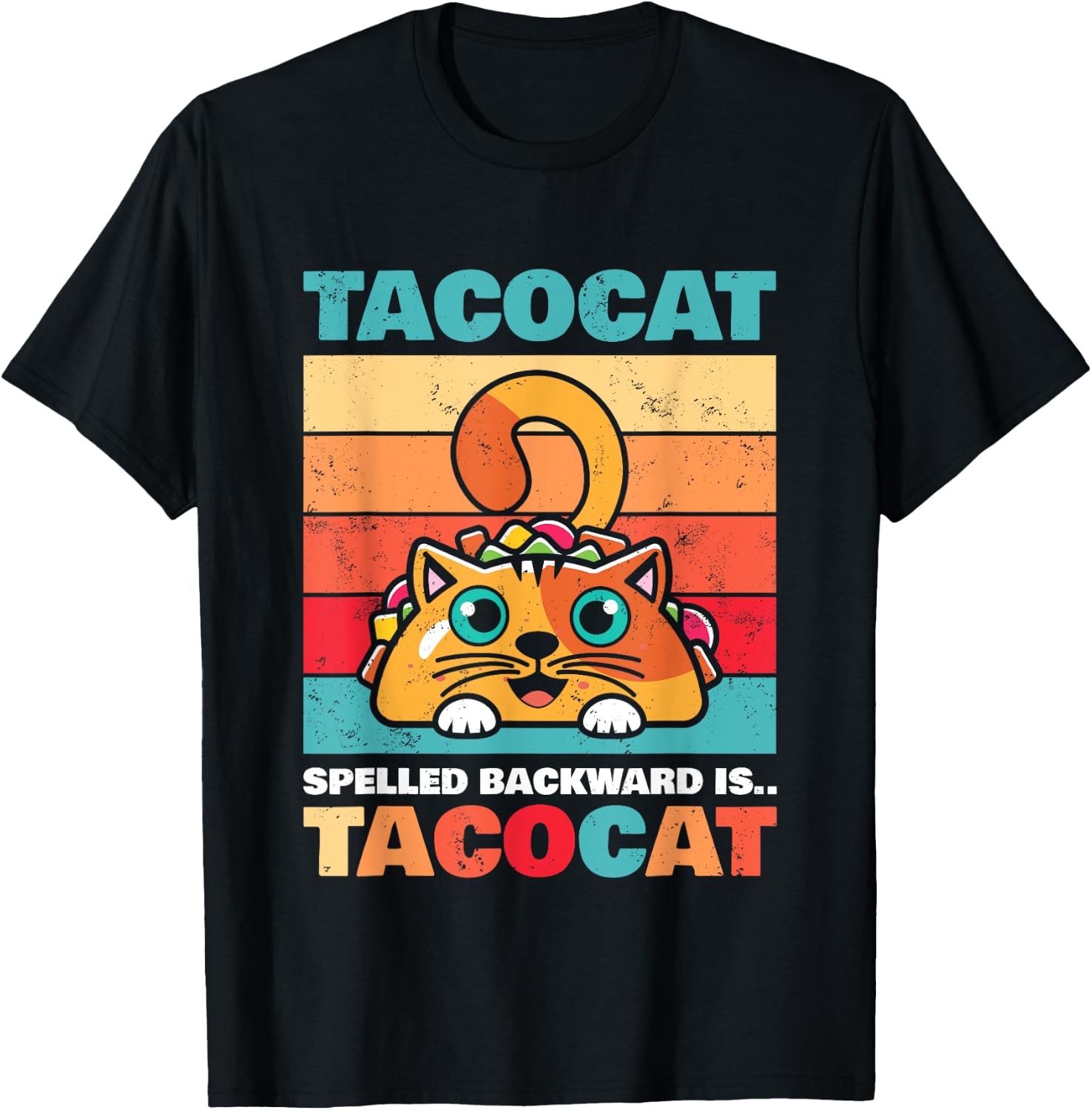 Tacocat Spelled Backward Is Tacocat I Love Cat And Taco Gift T-Shirt - T-Shirt | Black