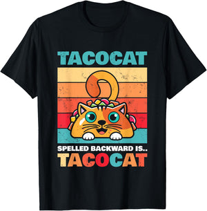 Tacocat Spelled Backward Is Tacocat I Love Cat And Taco Gift T-Shirt - T-Shirt | Black