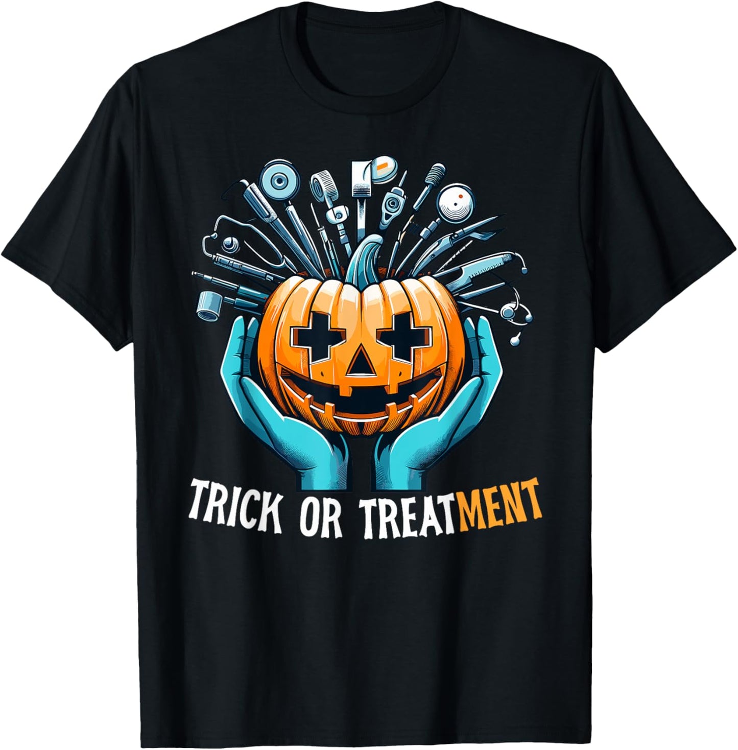 Trick Or Treatment Nurse Halloween Paramedic Medical Funny T-Shirt - T-Shirt | Black