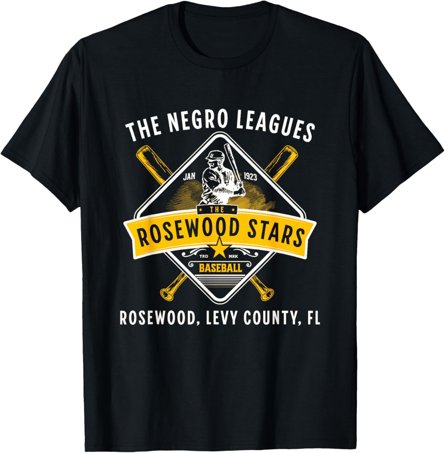 Vintage Rosewood Stars 1923 Baseball Team Negro League FL T-Shirt - T-Shirt | Black