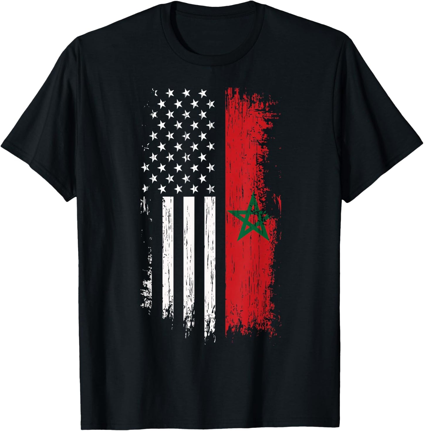 Moorish American Flag - Pride Morocco USA Shirt T-Shirt - T-Shirt | Black