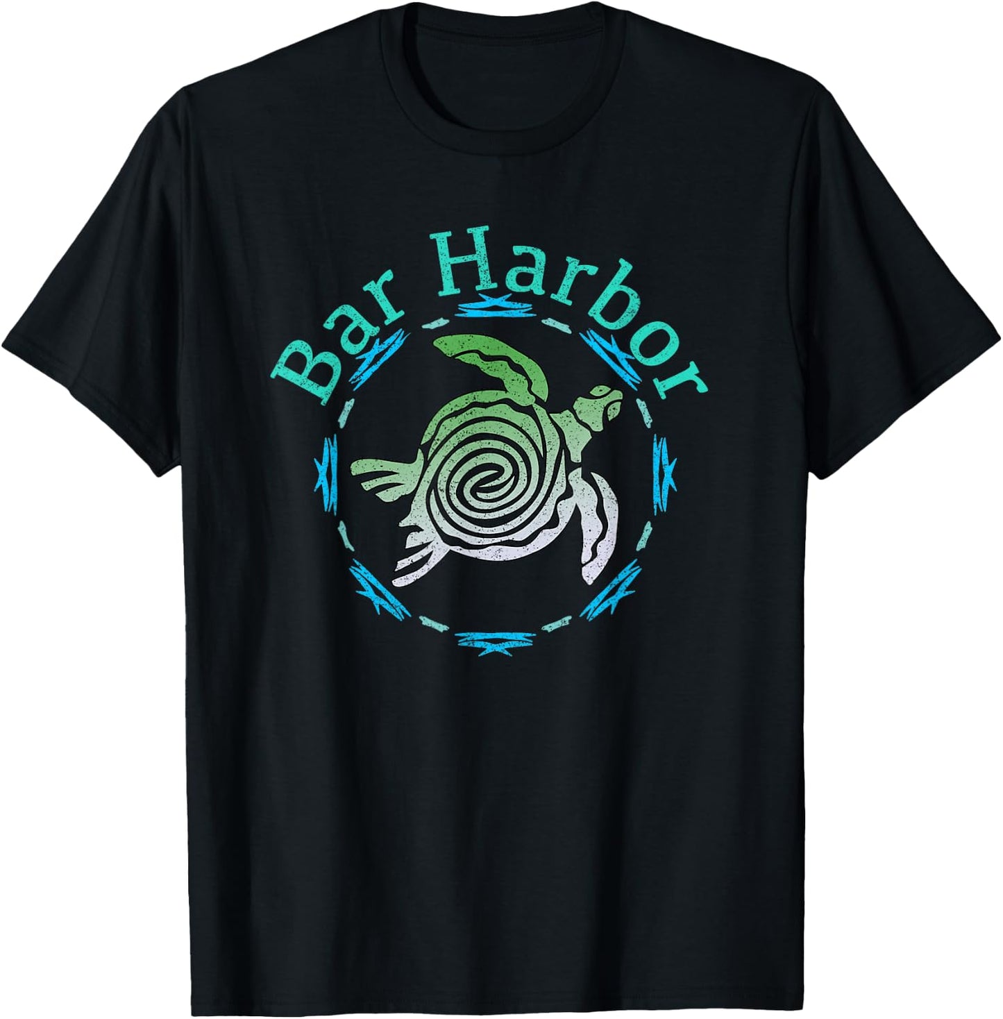 Bar Harbor Maine Vintage Tribal Turtle Gift T-Shirt - T-Shirt | Black