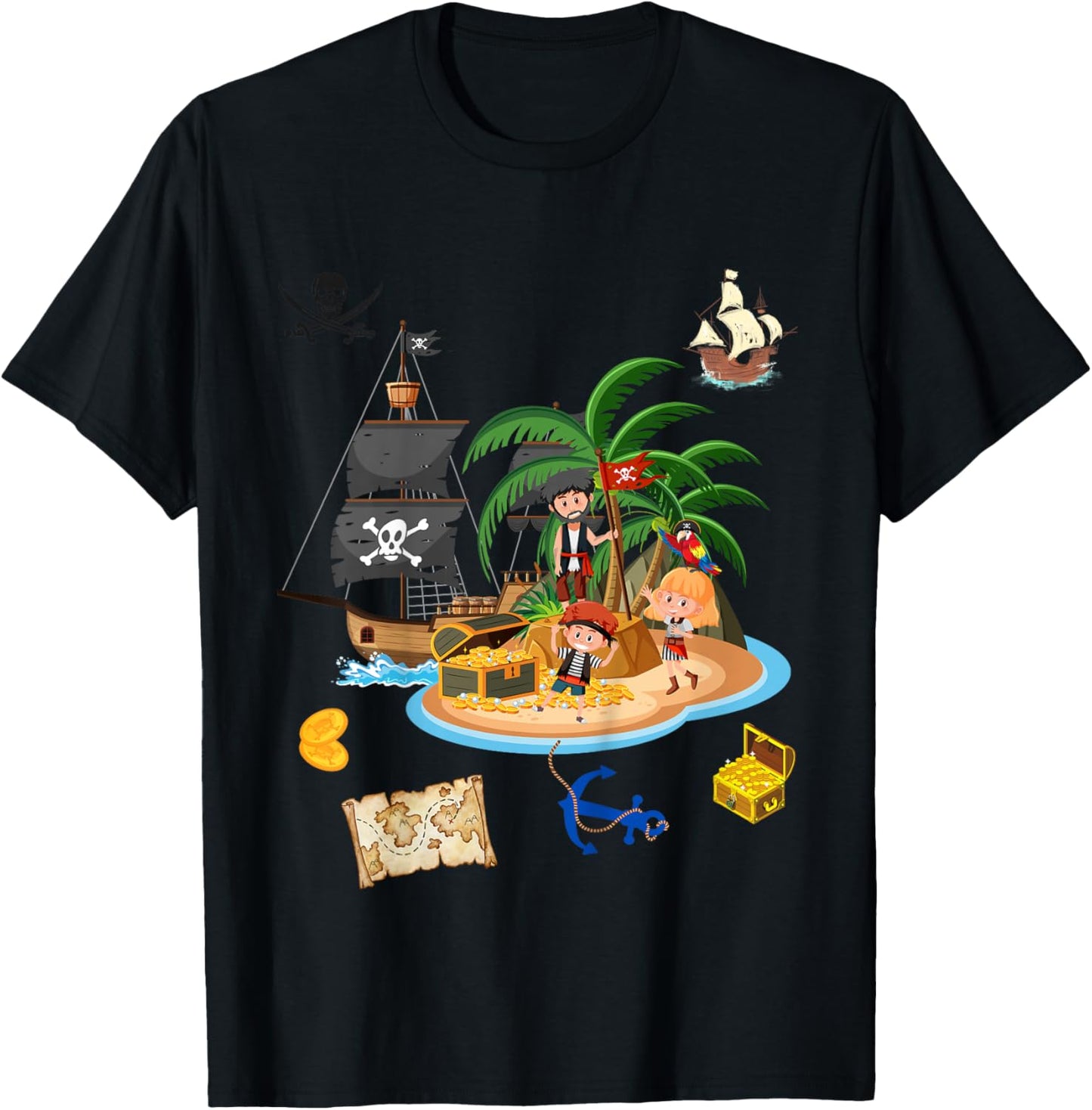 Kinder Piraten von Jack - Piraten Motiv - Weiß - Kurzarm - Kind - - 4-5 Jahre - 6-7 Jahre T-Shirt - T-Shirt | Black
