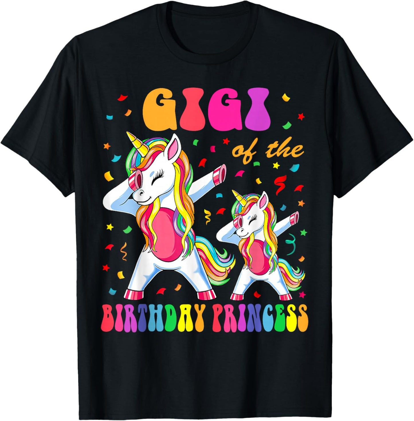 Gigi of the Birthday Princess Girl Dabbing Unicorn Family T-Shirt - T-Shirt | Black