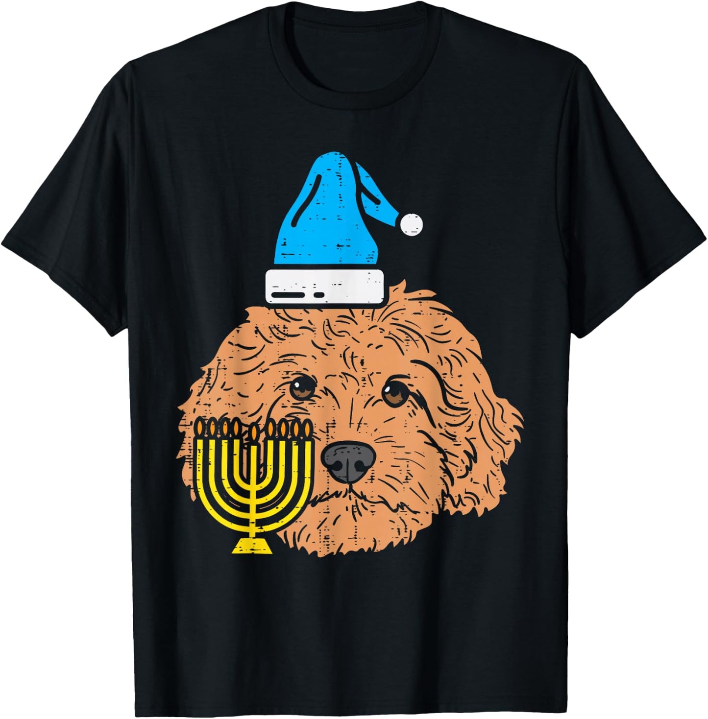 Goldendoodle Menorah Jewish Animal Pet Dog Hanukkah Gift T-Shirt - T-Shirt | Black