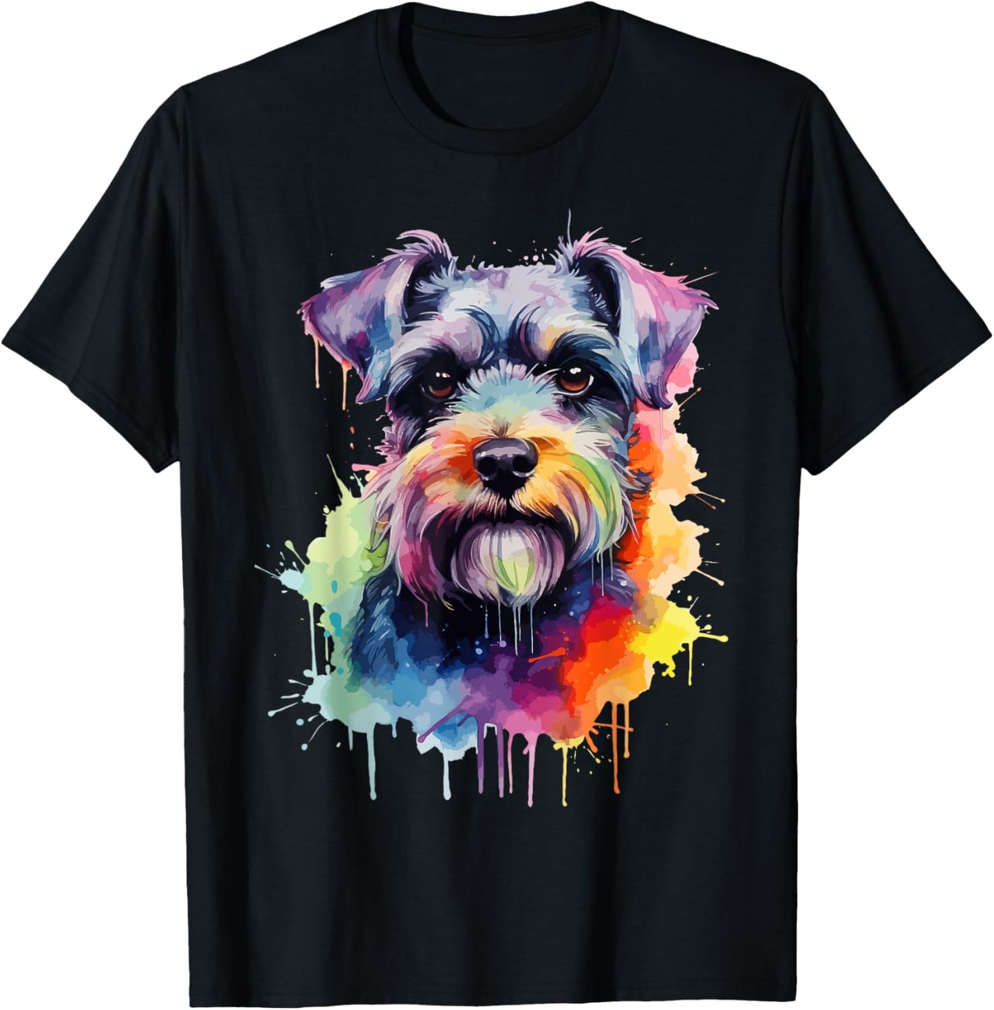 Mini Schnauzer Lovers Pop Art Color Mini Schnauzer Dog T-Shirt - T-Shirt | Black