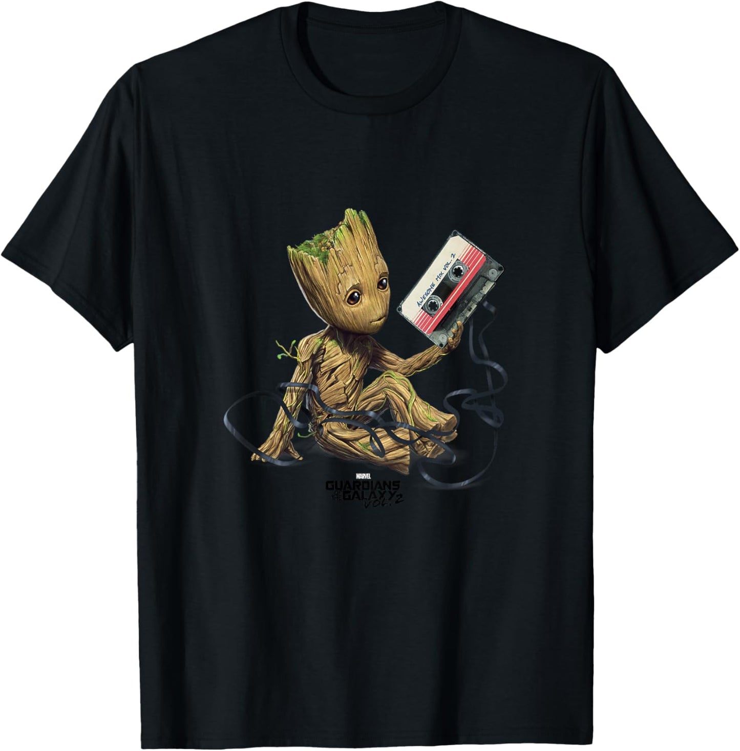 Kids Marvel Guardians of The Galaxy Vol. 2 Awesome Mix Baby Groot T-Shirt - T-Shirt | Black