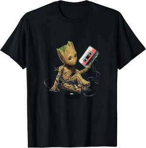 Kids Marvel Guardians of The Galaxy Vol. 2 Awesome Mix Baby Groot T-Shirt - T-Shirt | Black