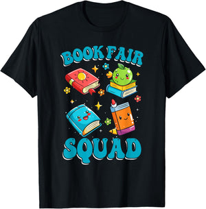 Book Fair Kids Bookworm Library Librarian T-Shirt - T-Shirt | Black