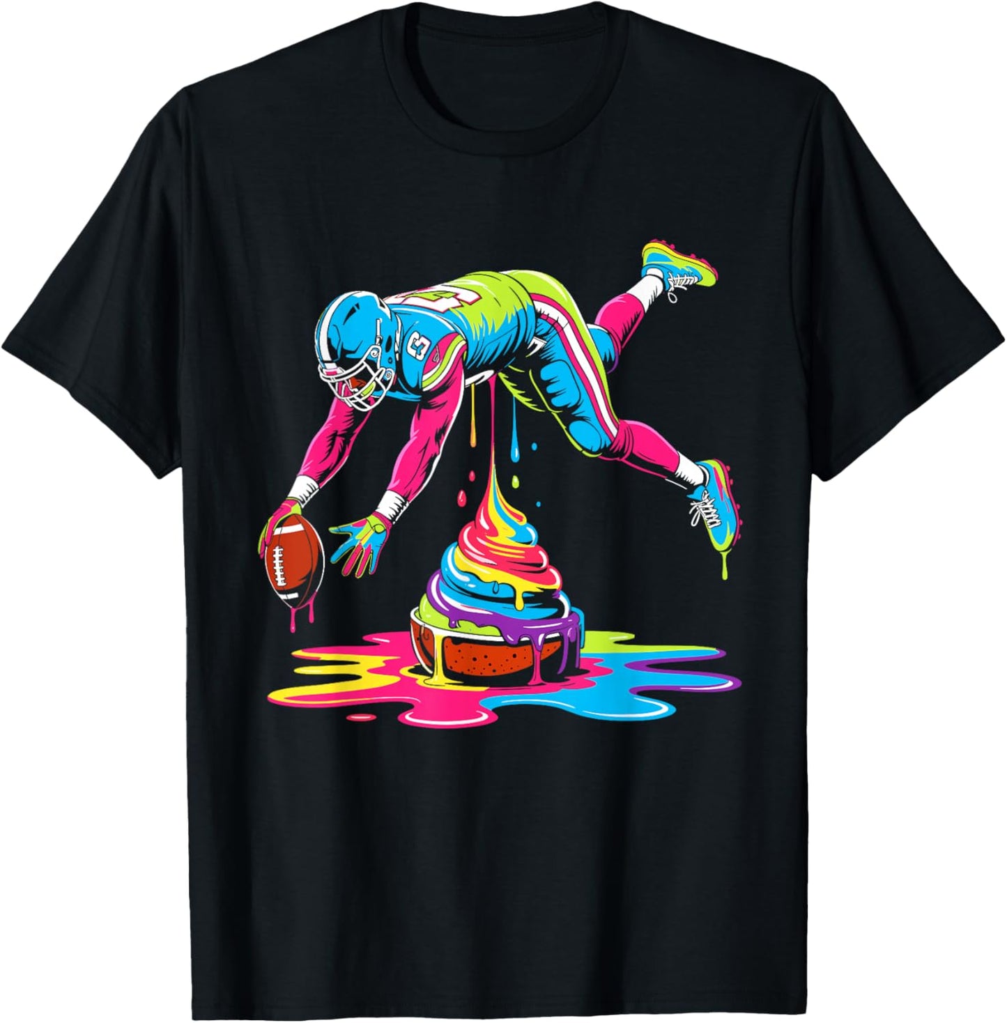 Ice cream Drip Football Sprinkles football drip T-Shirt - T-Shirt | Black