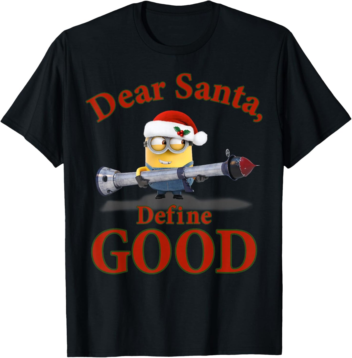 Despicable Me Minions Dear Santa Define Good Portrait T-Shirt - T-Shirt | Black