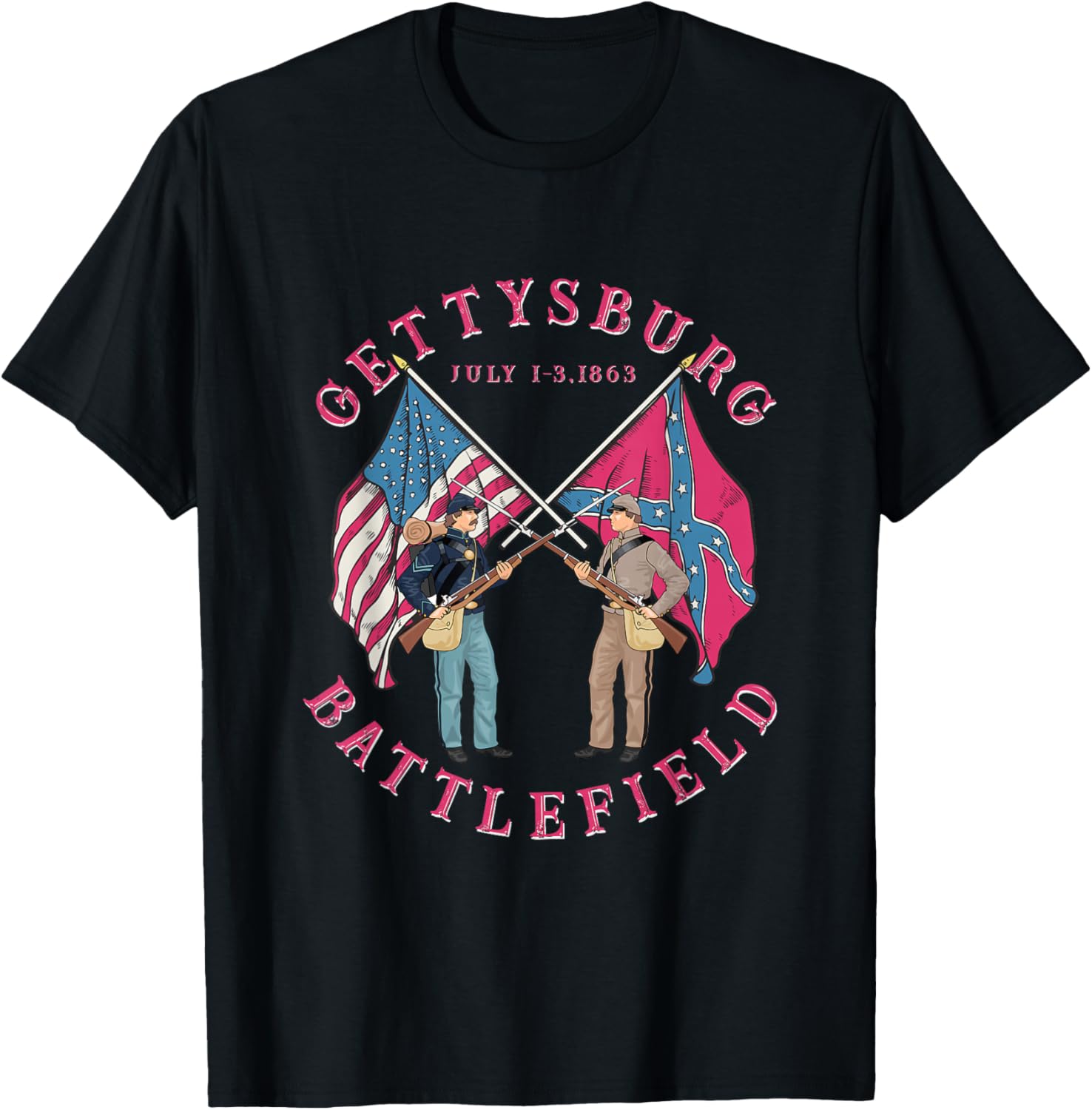 Vintage Gettysburg Battlefield American History T-Shirt - T-Shirt | Black