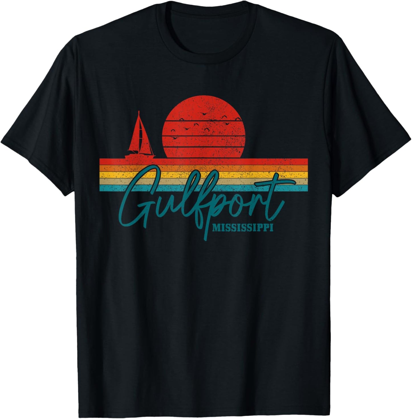 Gulfport Mississippi Vintage USA Souvenir T-Shirt - T-Shirt | Black