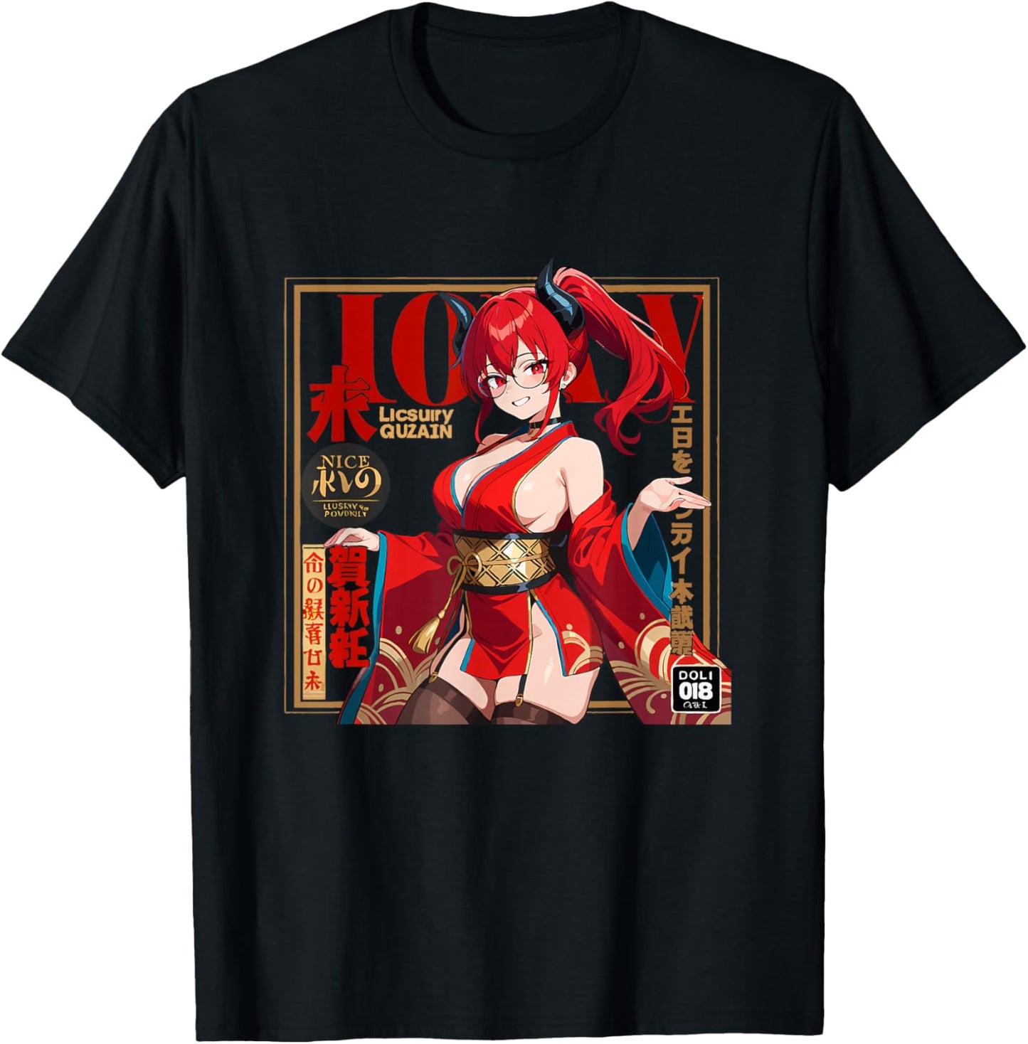 Waifu Sexy Anime Girl Couverture Page de Couverture Style Japonais T-Shirt - T-Shirt | Black