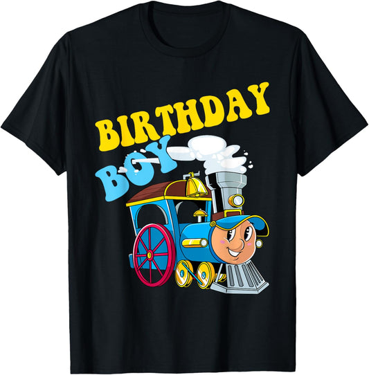 Birthday Boy Choo Choo Train Lovers Party Kids Toddlers T-Shirt - T-Shirt | Black