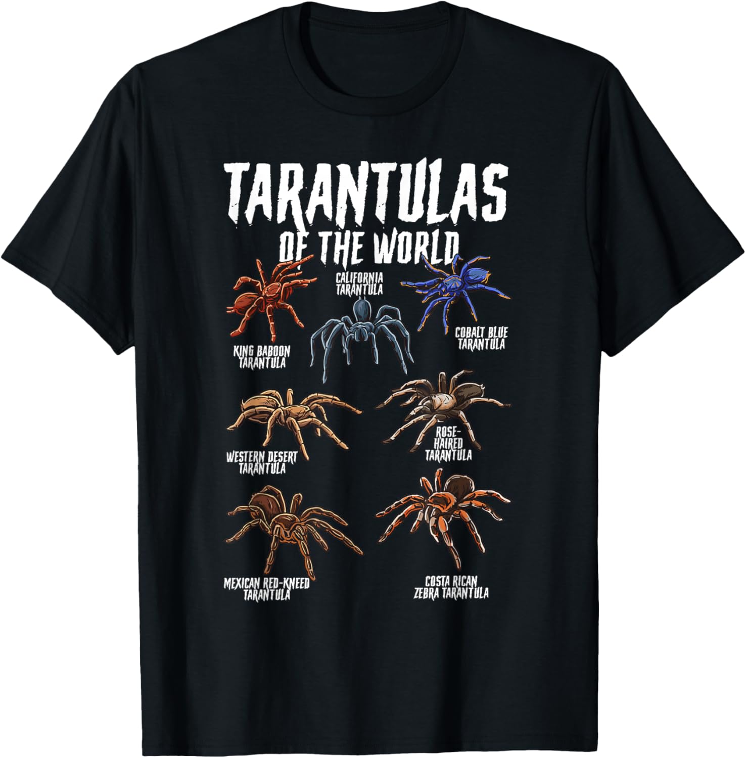 Tarantulas Animals of the World Spider Science Arachnologist T-Shirt - T-Shirt | Black