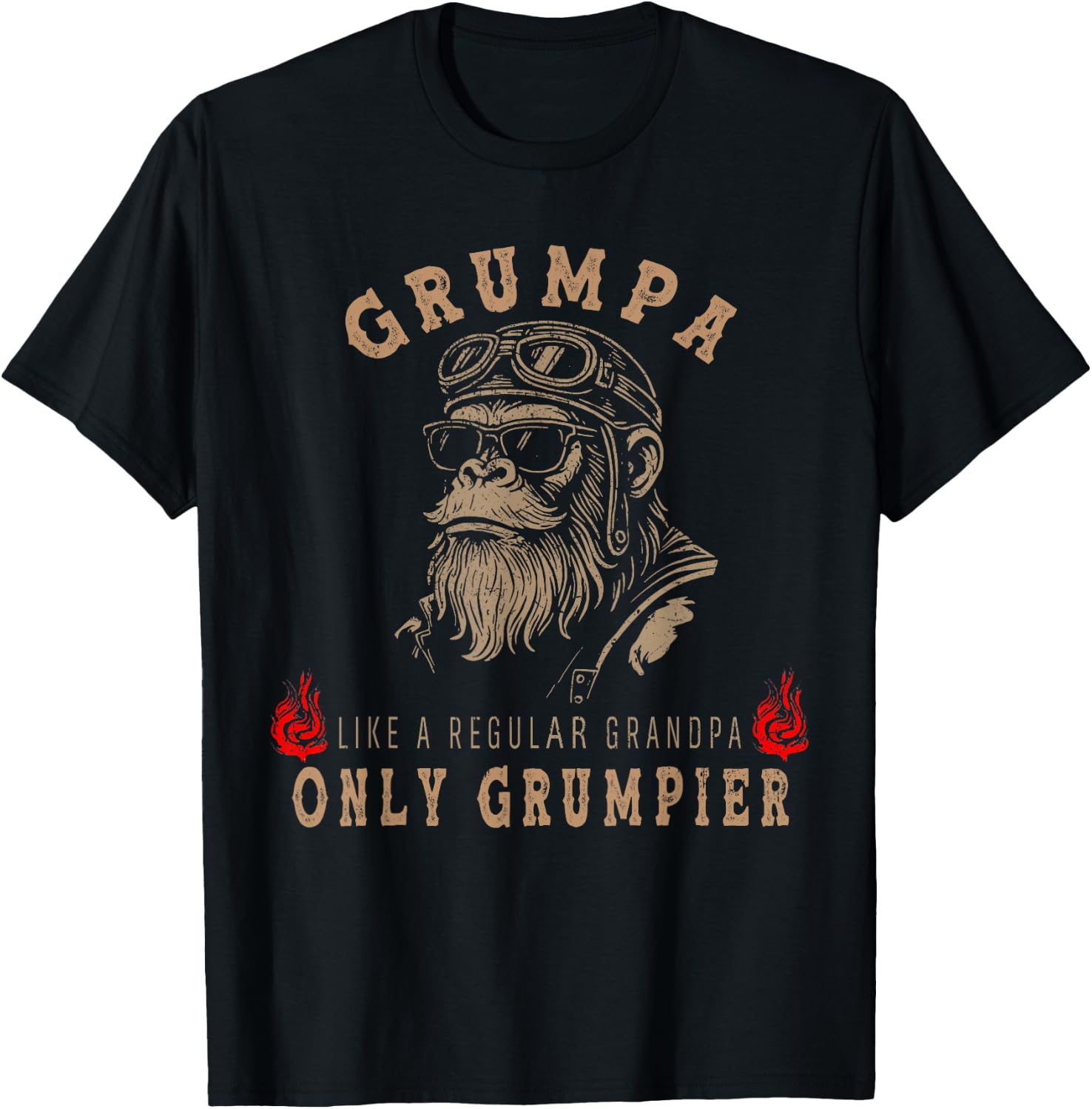 Grumpa Like A Regular Grandpa Only Grumpier Monkey T-Shirt - T-Shirt | Black