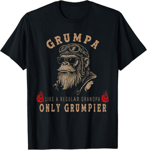 Grumpa Like A Regular Grandpa Only Grumpier Monkey T-Shirt - T-Shirt | Black