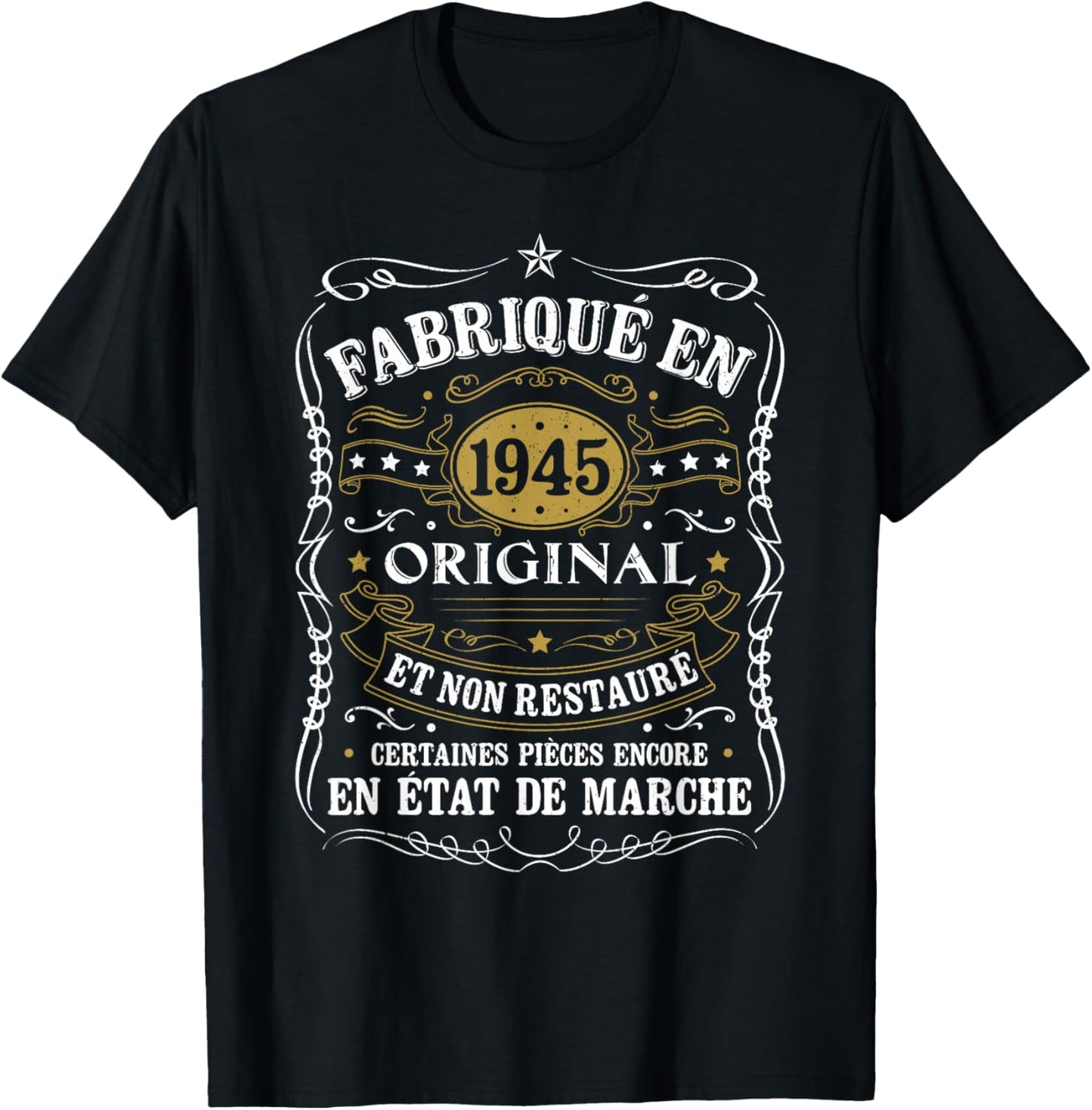 80th Birthday Man Humor Gift Vintage 1945 , Black, S T-Shirt - T-Shirt | Black