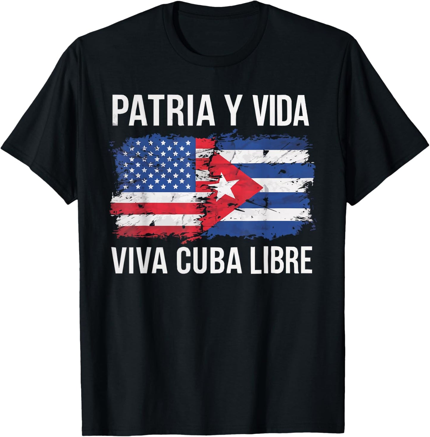 Half Cuban Half American Country USA Flag Cuba America T-Shirt - T-Shirt | Black
