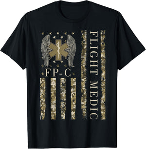 Flight Medic American Flag Flight Paramedic Emergency Nurse T-Shirt - T-Shirt | Black