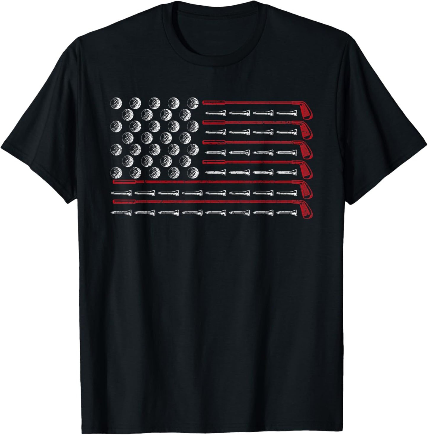 Patriotic American Golfer Gift USA Flag Golf Club Golf T-Shirt - T-Shirt | Black