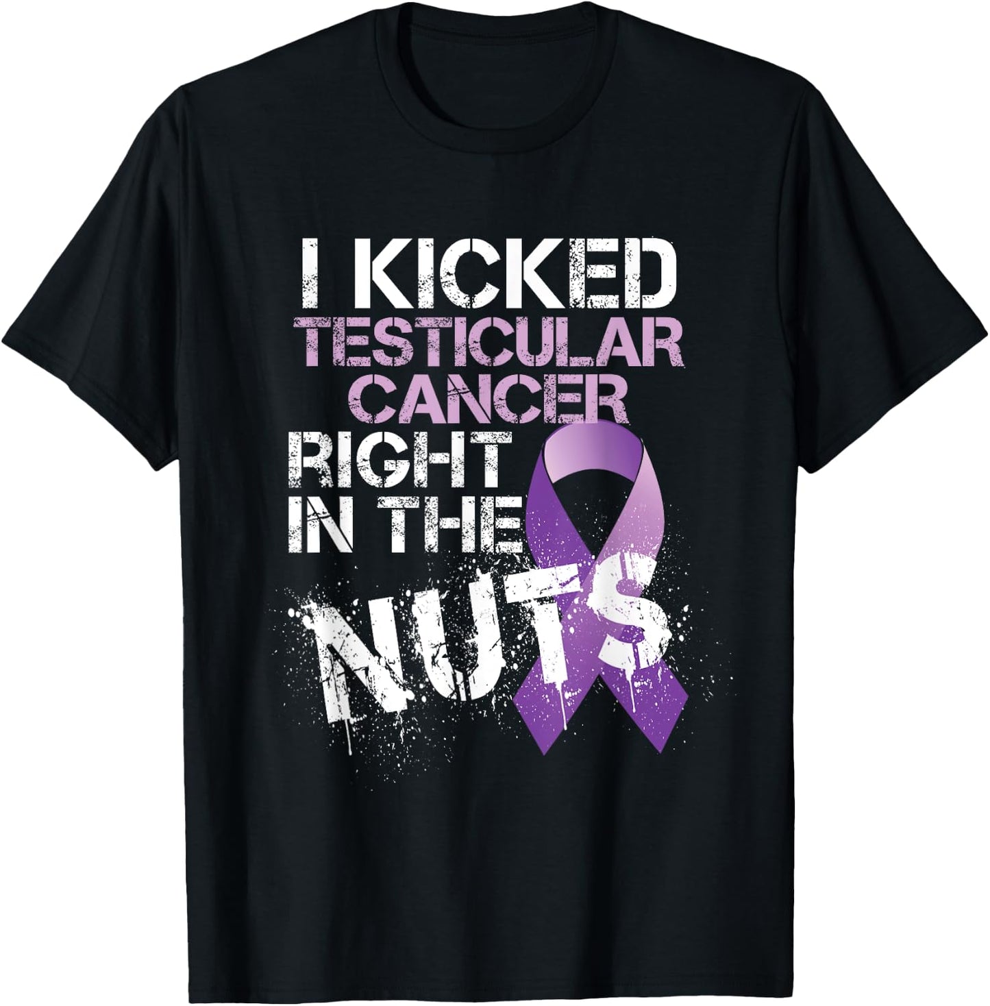 Testicular Cancer Awareness Survivor Kicked In The Nuts Ball T-Shirt - T-Shirt | Black