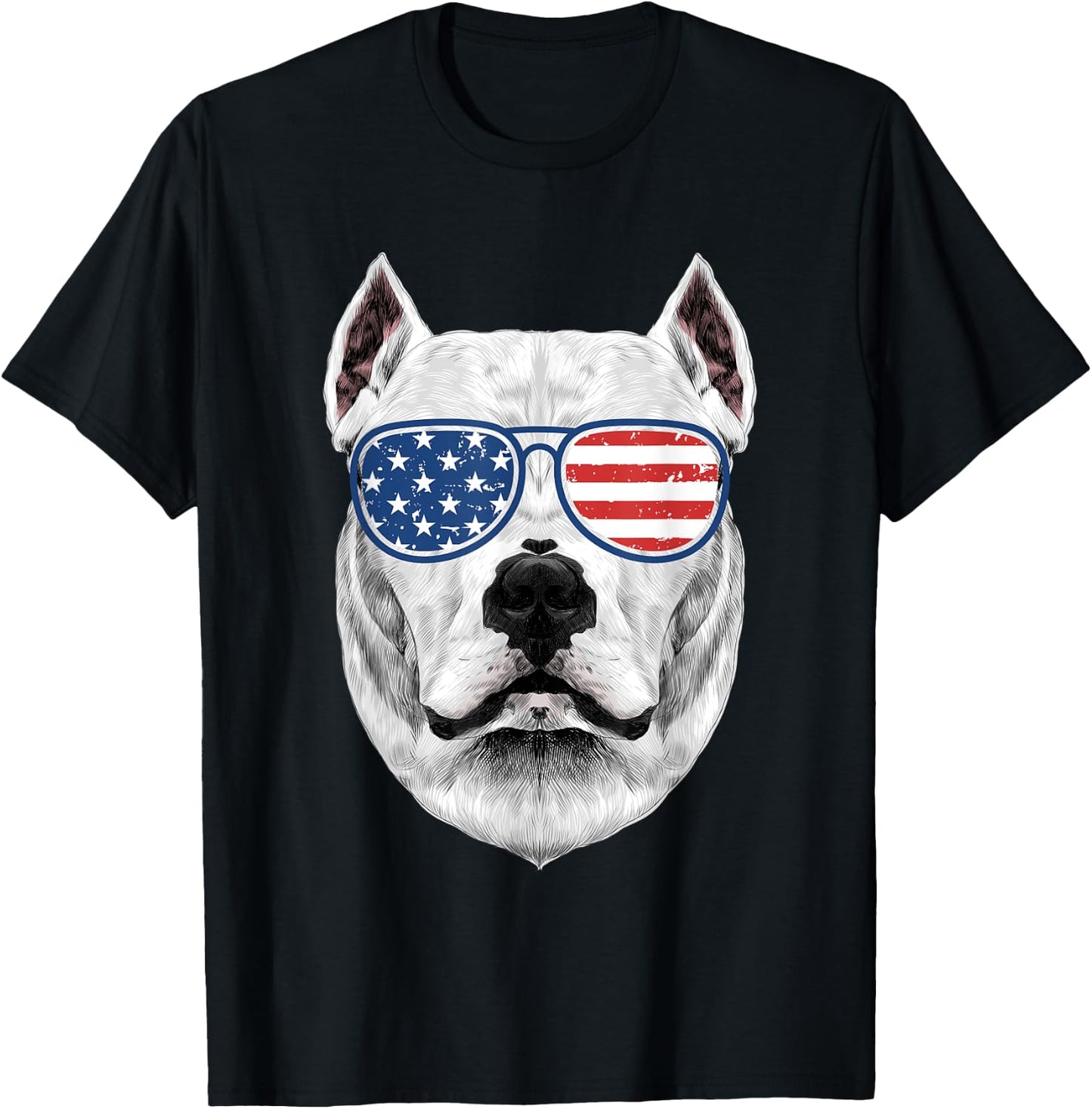 Dogo Argentino Shirt Men Women Kids American Flag Dog T-Shirt - T-Shirt | Black