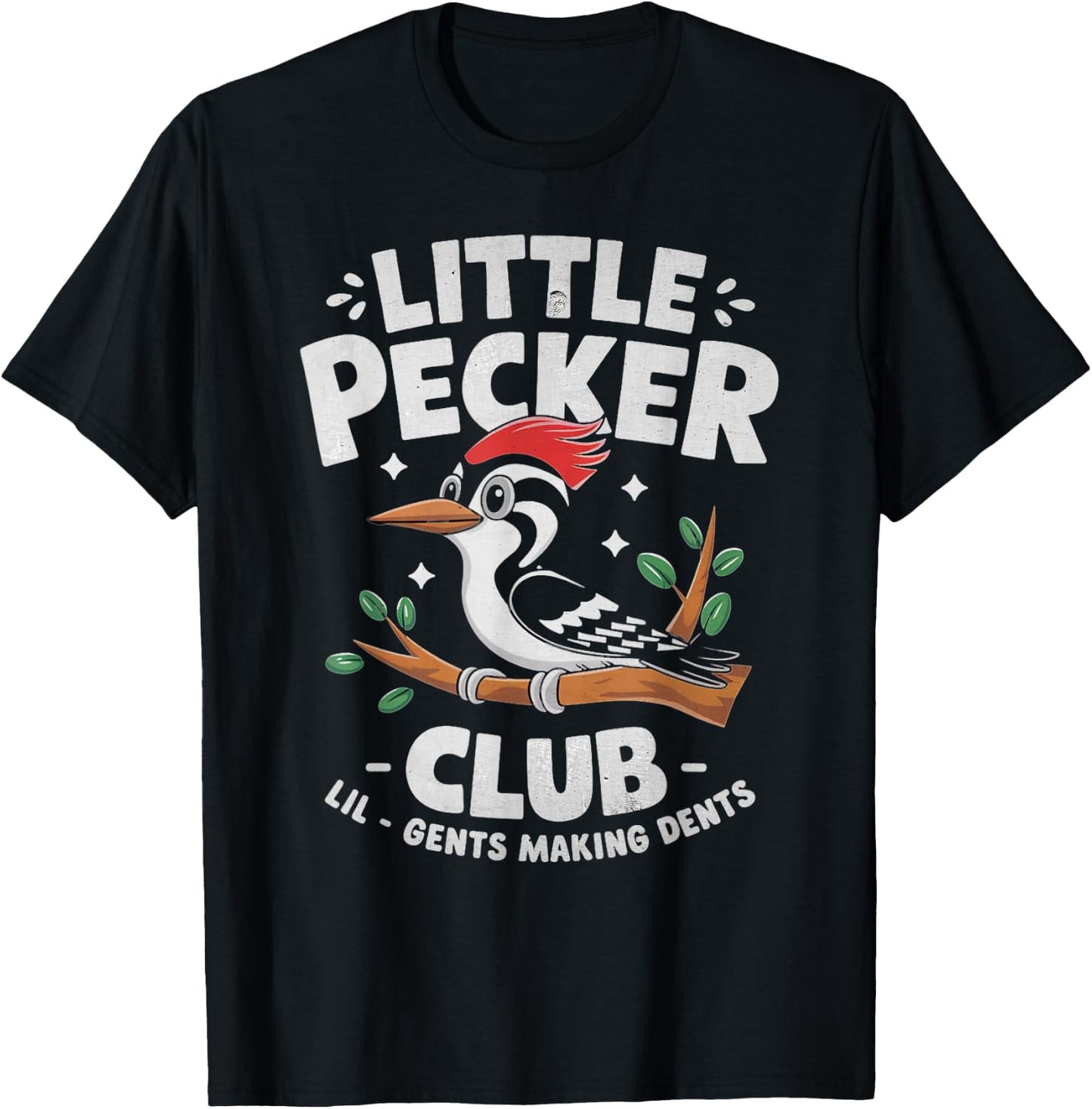 Little Pecker Club Lil Gents Making Dents Crew Bird Lover T-Shirt - T-Shirt | Black