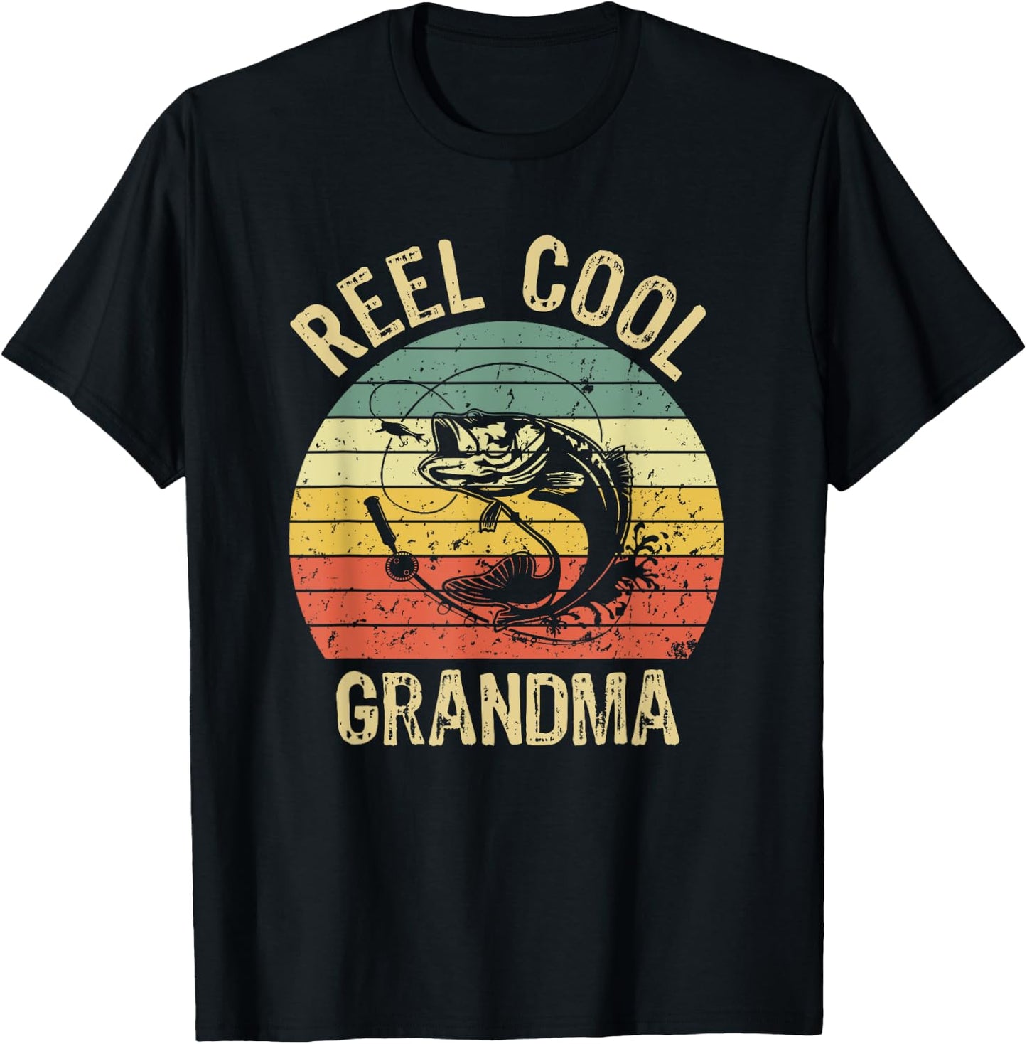 Reel Cool Grandma Fishing Gifts Women Fishing Lovers Retro T-Shirt - T-Shirt | Black