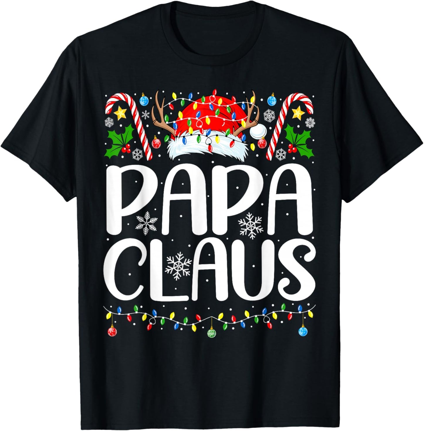 Papa Claus Christmas Dad Xmas Matching Family Christmas T-Shirt - T-Shirt | Black