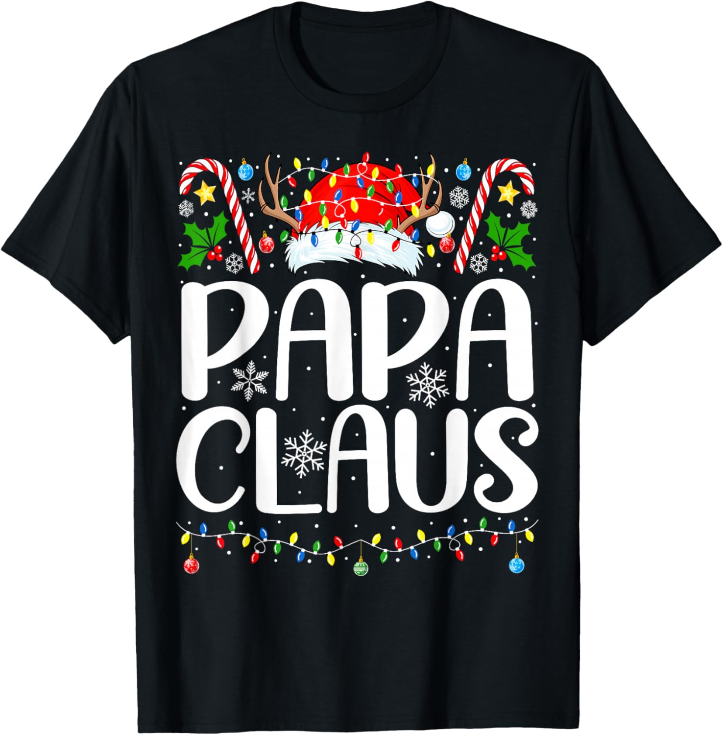 Papa Claus Christmas Dad Xmas Matching Family Christmas T-Shirt - T-Shirt | Black
