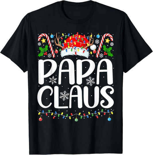 Papa Claus Christmas Dad Xmas Matching Family Christmas T-Shirt - T-Shirt | Black
