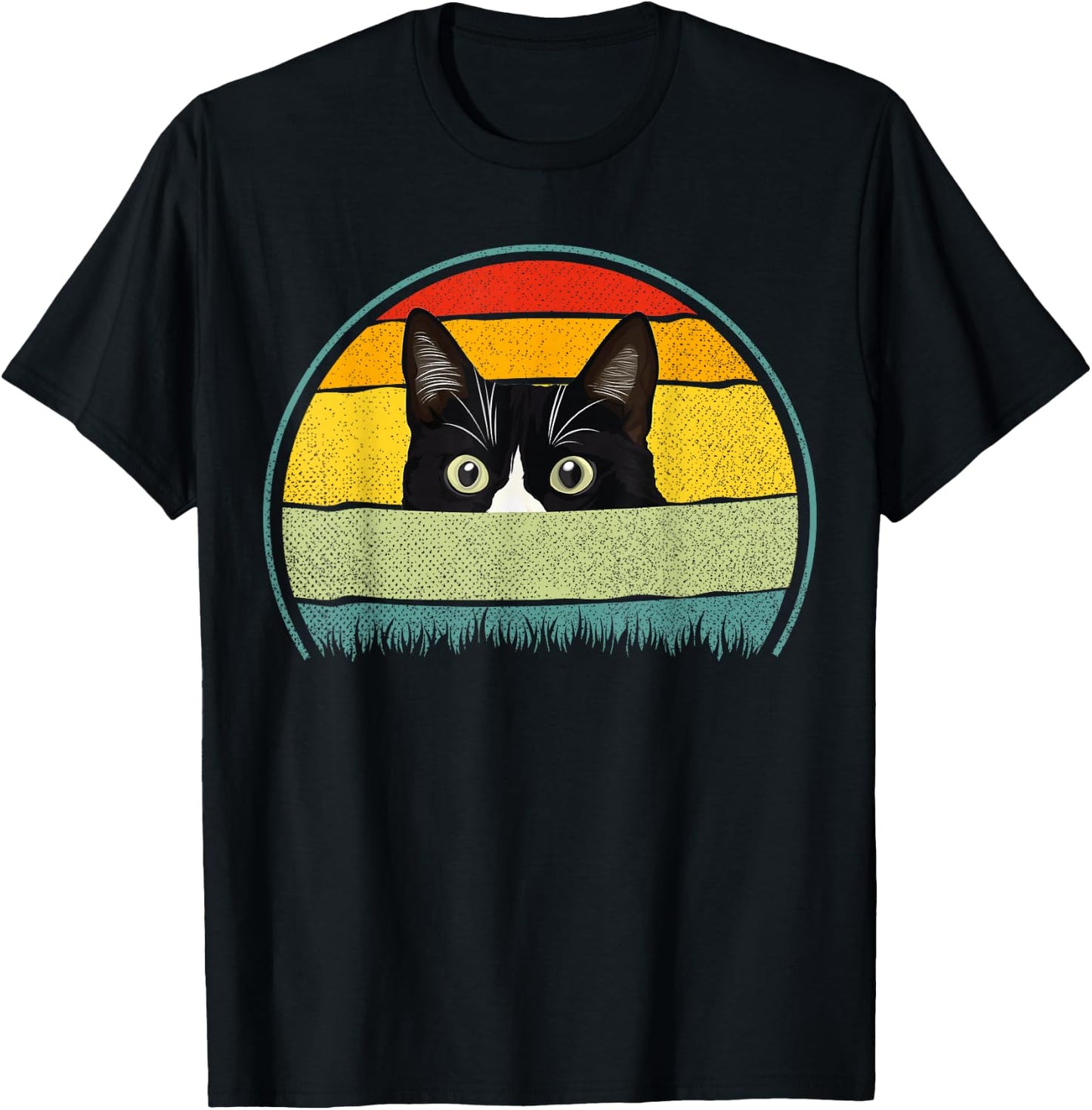 Tuxedo cat vintage retro cats loves T-Shirt - T-Shirt | Black
