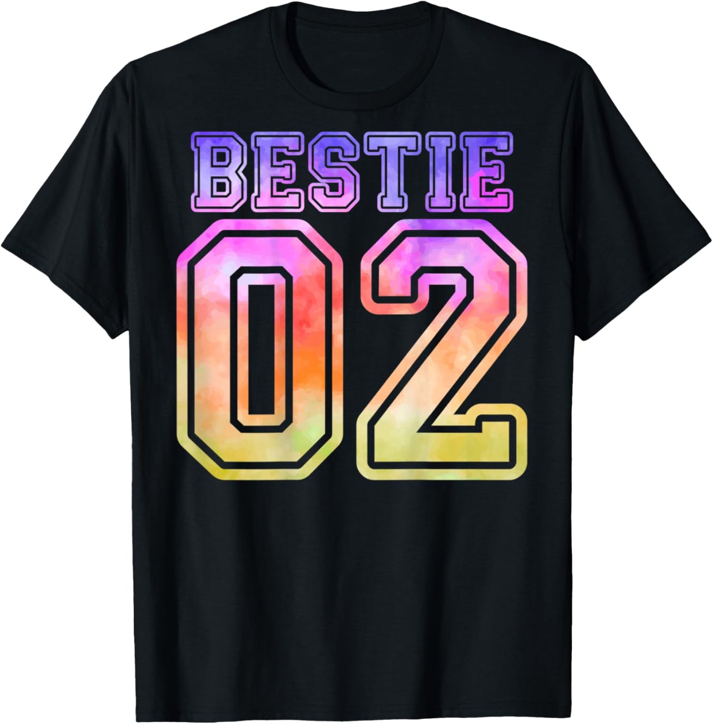 BFF 02 Best Friends Bestie Matching Tie Dye (On Back) T-Shirt - T-Shirt | Black