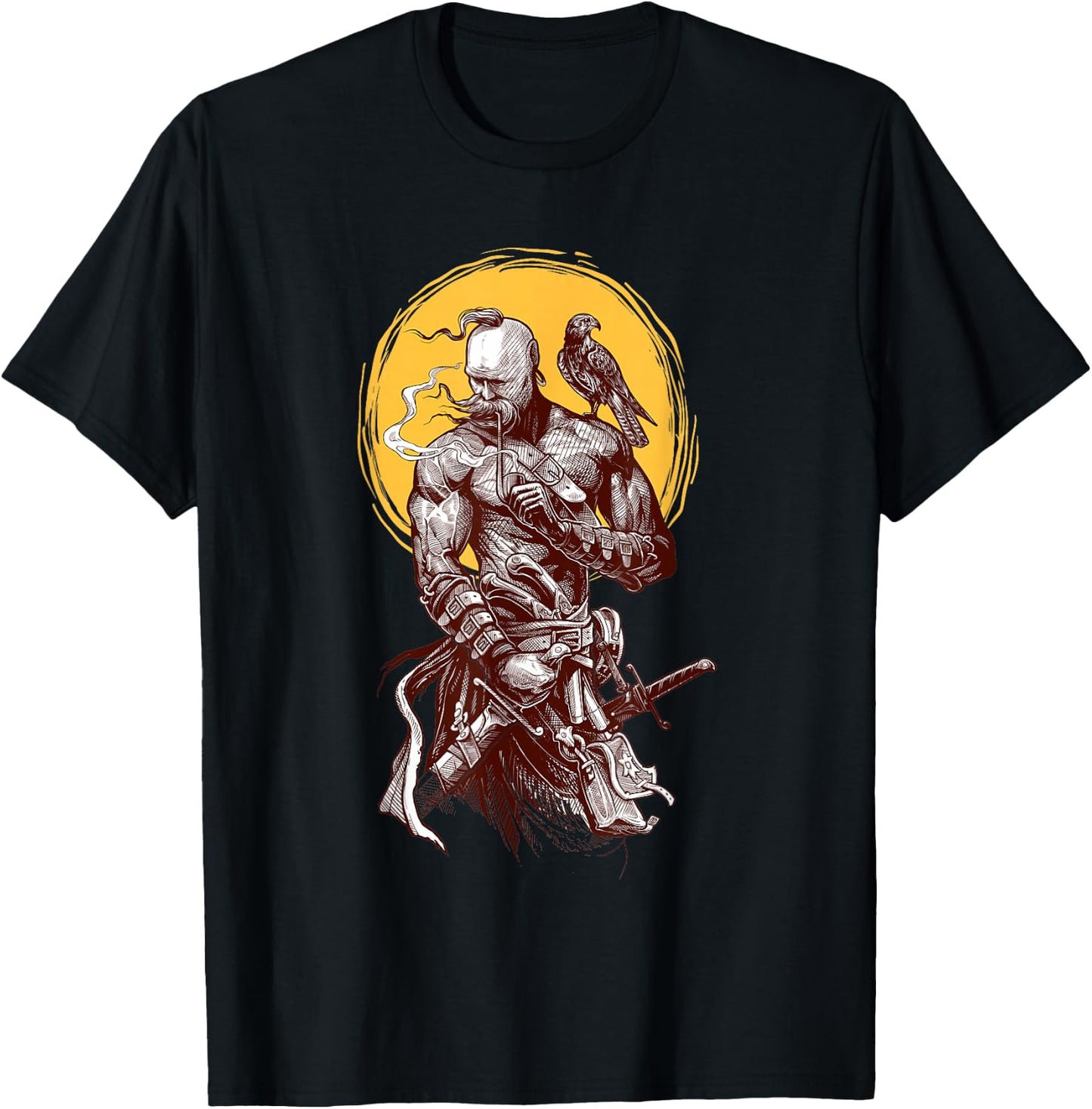 Ukrainian Cossack Warrior Holding Sword Fighting for Ukraine T-Shirt - T-Shirt | Black